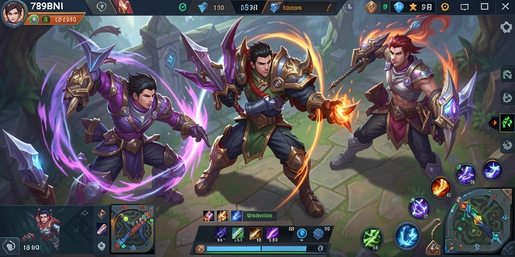 Tampilan aksi seru dalam gameplay MOBA 789BNI.