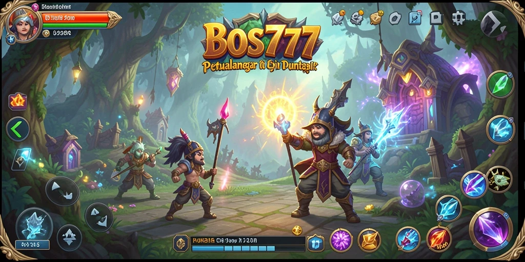 Screenshot dari gameplay BOS777 yang menunjukkan pertarungan epik RPG.