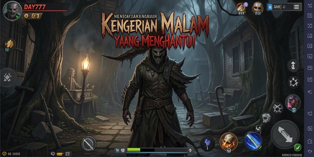 Tampilan gameplay menakutkan dengan suasana horor yang intens.