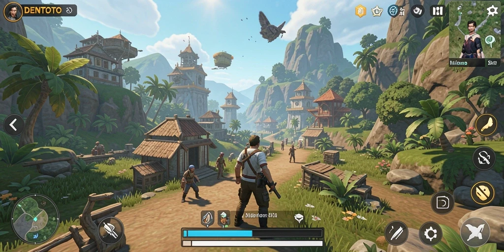 Tampilan gameplay DENTOTO dengan dunia terbuka yang penuh petualangan.