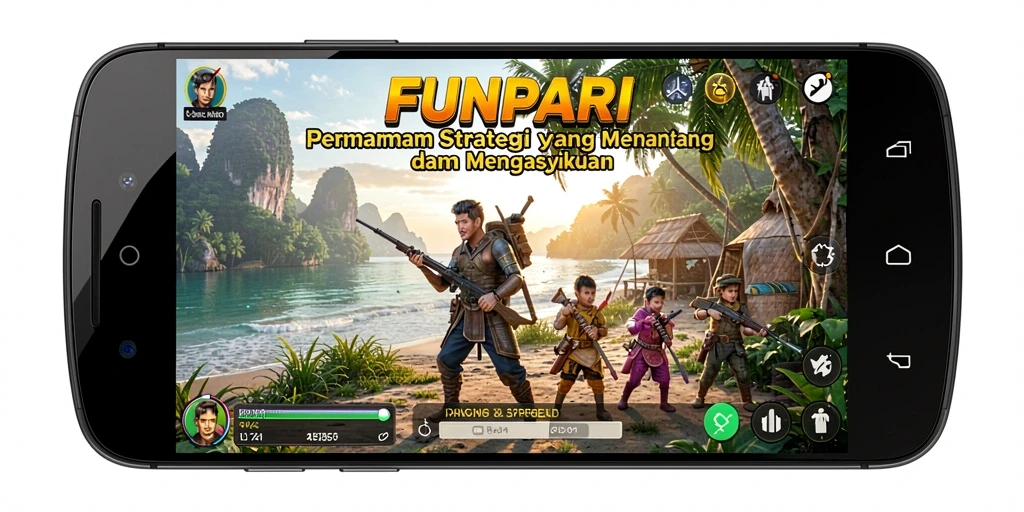 Screenshot gameplay FUNPARI yang menunjukkan strategi intens.