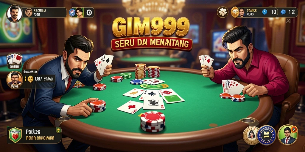 GIM999 menampilkan gameplay Poker yang mendebarkan dan interaktif.