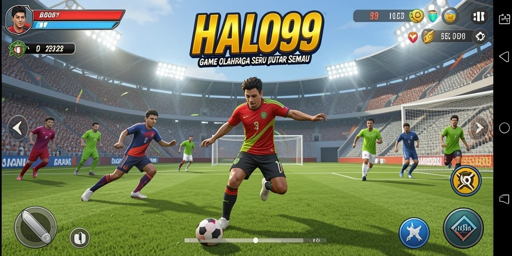 Screenshot gameplay HALO99 yang menampilkan aksi olahraga mendebarkan.