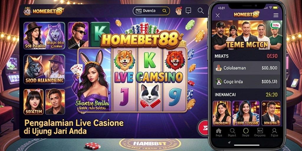 Screenshot gameplay <strong>HOMEBET88</strong> menampilkan dealer langsung dan suasana kasino yang realistis.