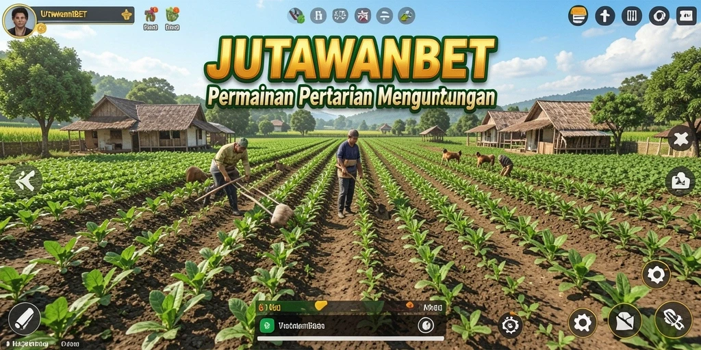 Tampilan gameplay JUTAWANBET dengan aktivitas pertanian yang seru.