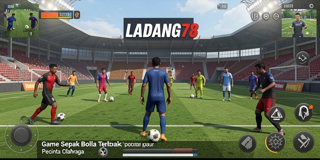 Tampilan gameplay seru dalam LADANG78 saat pertandingan sepak bola.