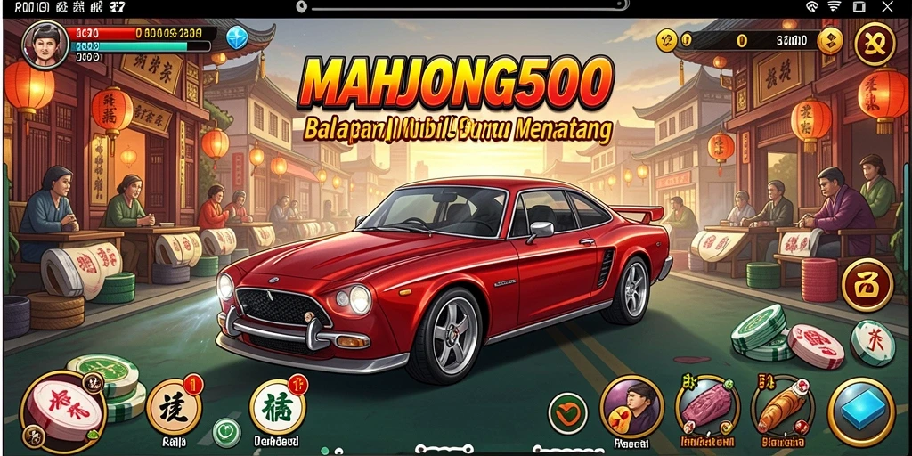Gameplay seru MAHJONG500 dengan balapan mobil menegangkan.
