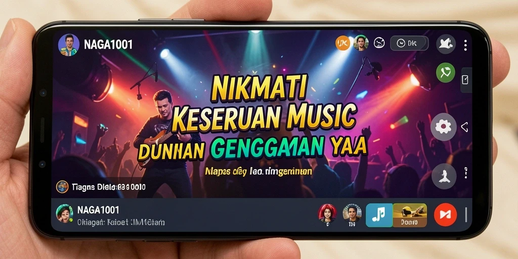 Tampilan antarmuka NAGA1001 dengan fitur gameplay Music yang interaktif.