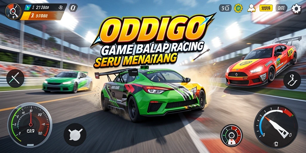 Screenshot ODDIGO menampilkan aksi balap yang seru dan menegangkan.