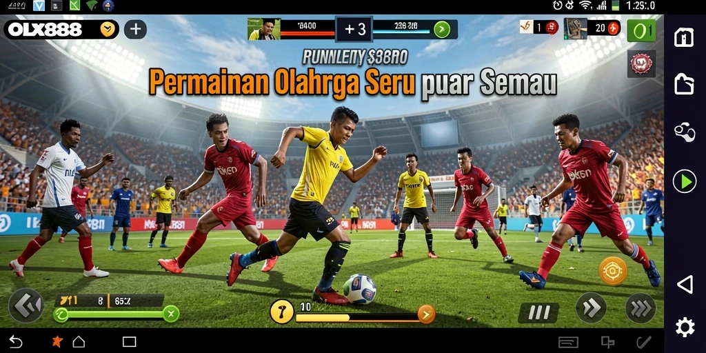 Screenshot OLX888 menunjukkan aksi permainan olahraga yang mendebarkan.