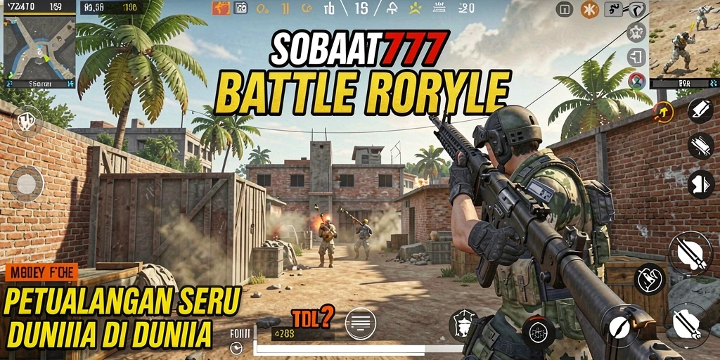 Gameplay seru SOBAT777 di arena Battle Royale.