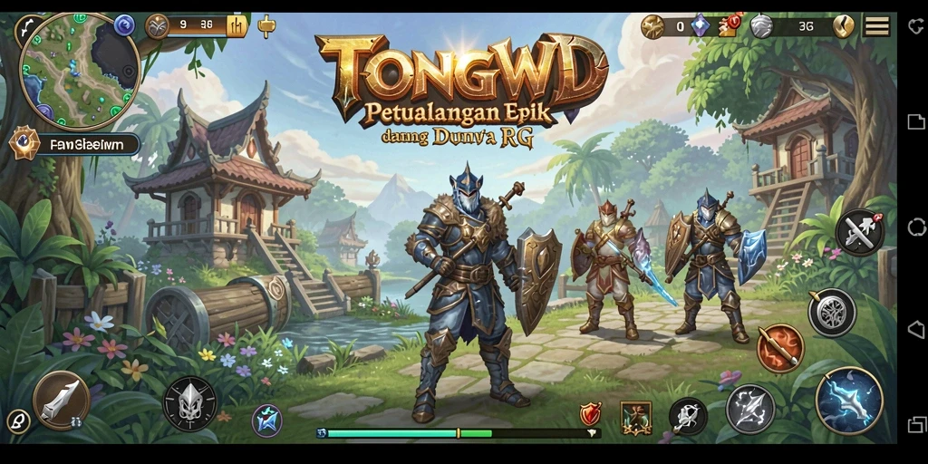 Screenshot TONGWD menampilkan aksi seru dalam pertarungan RPG.